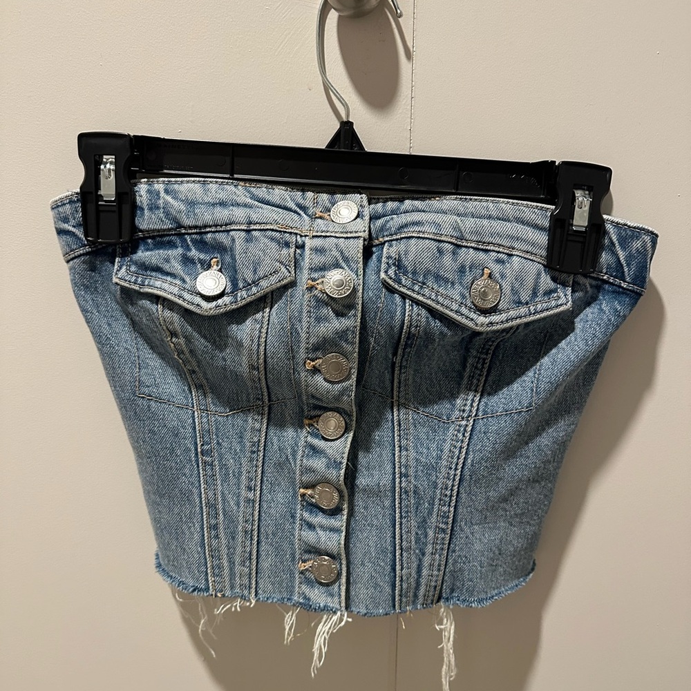 Zara Blue Denim Crop Top
